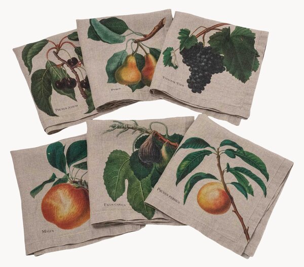 Ľanové obrúsky Fruits, 6 ks