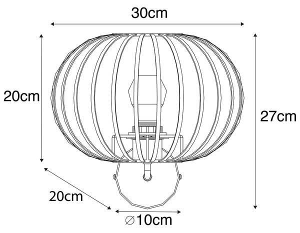 Dizajnová nástenná lampa hrdzavohnedá 30 cm - Johanna