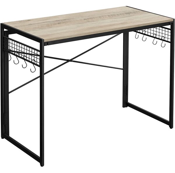 Skladací písací stôl s 8 háčikmi 100 x 50 x 76,5 cm, greige/čierny