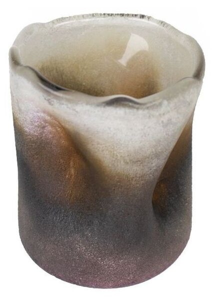 Sklenený svietnik / váza sa zvlněním Manni - Ø7,5 * 9cm