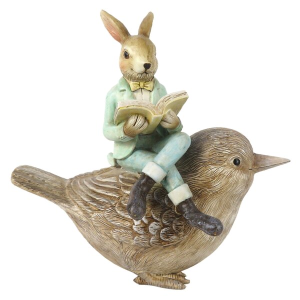 Dekorácia králik s knihou na vtáčikovi - 18 * 10 * 17 cm