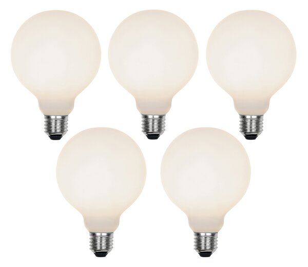 Sada 5 stmievateľných LED žiaroviek E27 s 3-stupňovým stmievaním G95 matné 5W 550lm 3000K