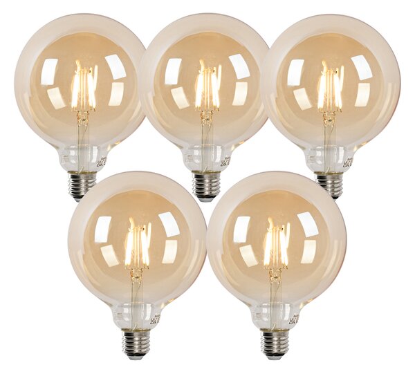 Sada 5 inteligentných LED žiaroviek E27 G125 zlatá 4,9 W 470 lm 1800-4000 K