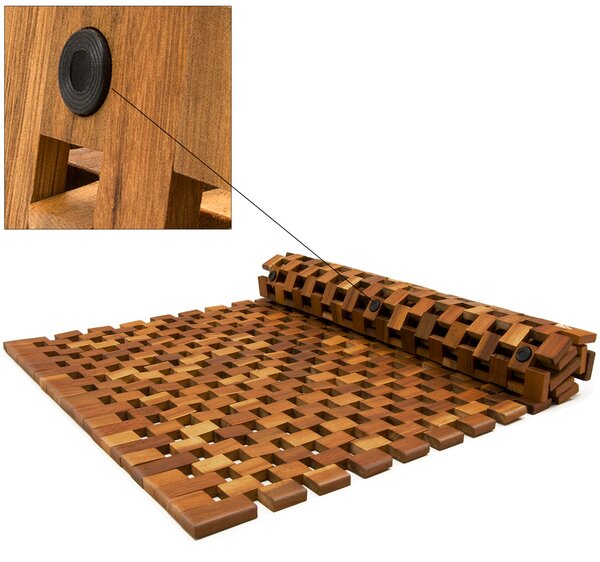 Kúpeľňová predložka CUBE, akáciové drevo 80x50x1cm, hnedá Casaria