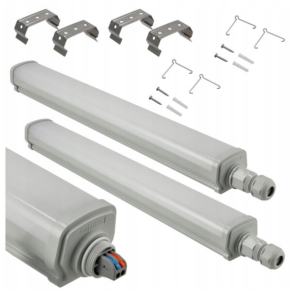 2x Stropné LED svietidlo do garáže 15W 60cm 1800lm hermetické 4000K