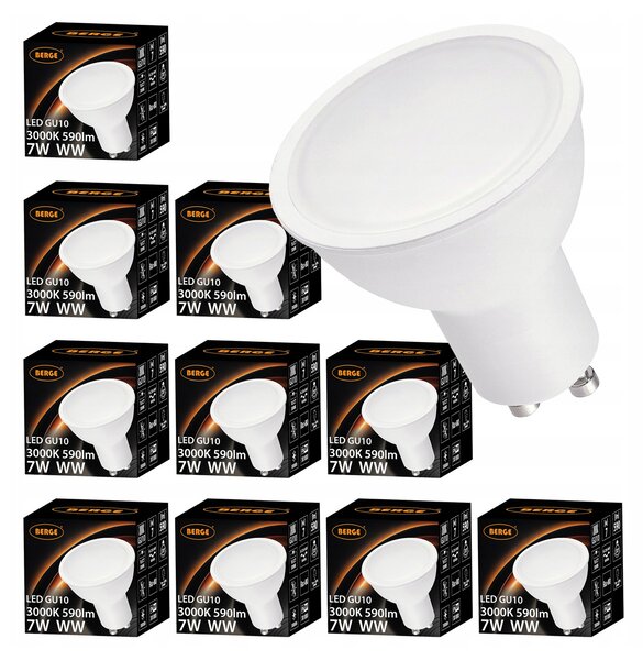 10x LED žiarovka GU10 8W teplá farba 3000K 720lm