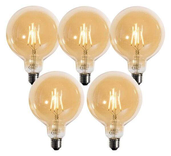 Sada 5 stmievateľných LED žiaroviek E27 zlatá G125 4,9W 450 lm 2200K