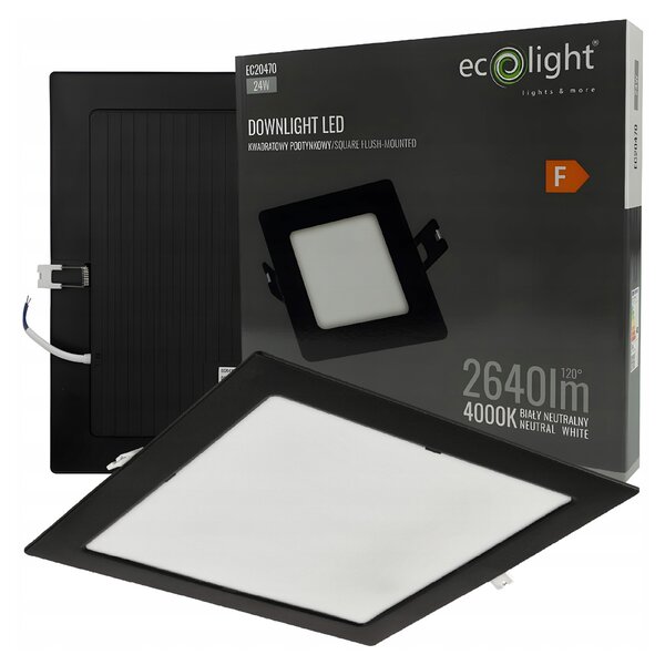 LED zapustené stropné svietidlo 24W 2640lm 4000K čierne