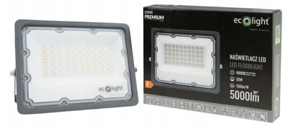 LED reflektor 50W 4000K 5000LM IP65 čierny - neutrálná biela