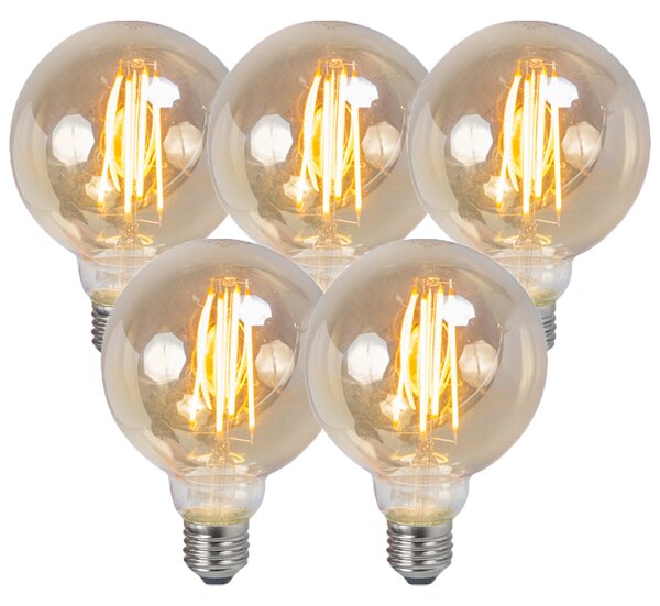 Sada 5 E27 stmievateľných LED žiaroviek s vláknom dymové 5W 450lm 2200K