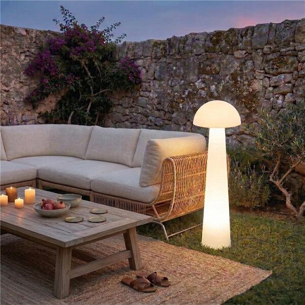 Stojaca vonkajšia lampa biela 80 cm vrátane LED IP44 - Fungi