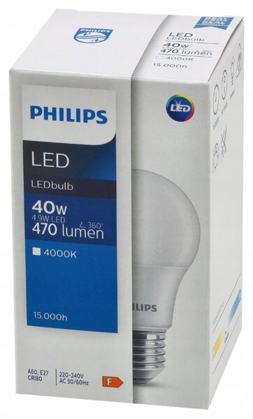 SADA 10 KS LED žiaroviek PHILIPS E27 4,9W 470 lm Neutrálna farba 4000K