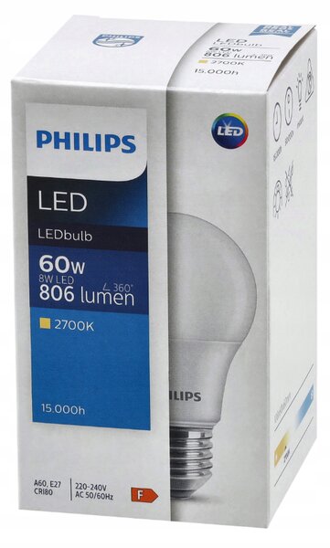 SADA 6 LED žiaroviek E27 8W 806lm PHILIPS Teplá biela 2700K A60