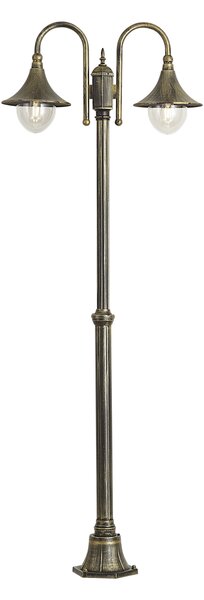 Klasická vonkajšia lampa čierna so starožitným zlatom 200 cm 2-svetlá IP44 - Daphne