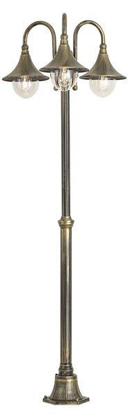Klasická vonkajšia lampa čierna so starožitným zlatom 200 cm 3-svetlá IP44 - Daphne