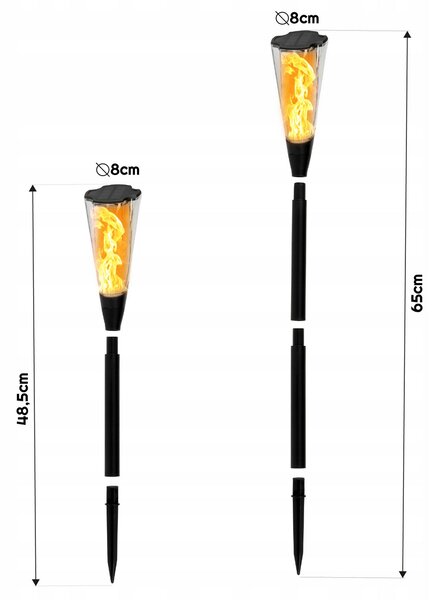 Solárna LED lampa TORCH Premium IP65 - 65 cm