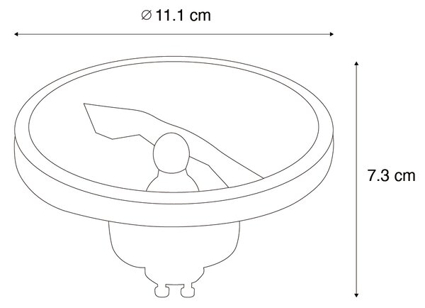 GU10 Stmievateľná LED žiarovka AR111 biela 11W 810lm 2700K