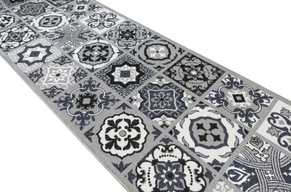 Protišmykový behúň Patchwork - sivý