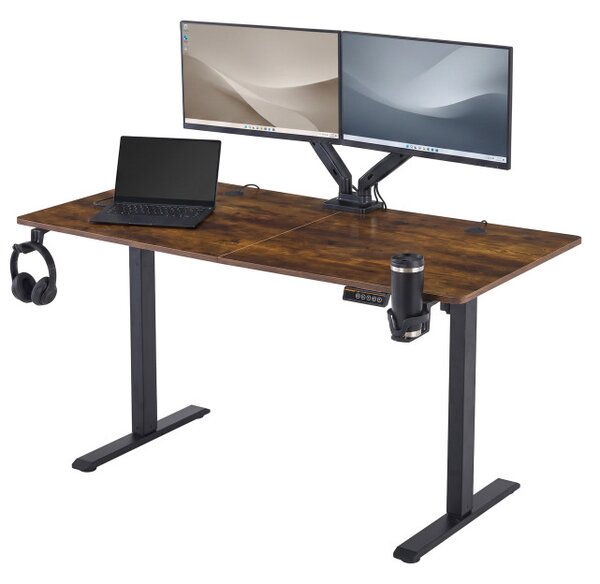Elektrický výškovo nastaviteľný herný stôl SHADOW GAMER RUSTIC