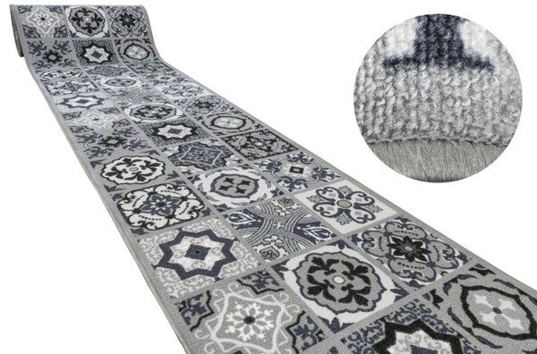 Protišmykový behúň Patchwork - sivý