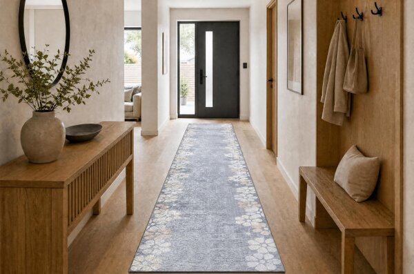 Protišmykový behúň LOTUS CLOVER 60960 sivý