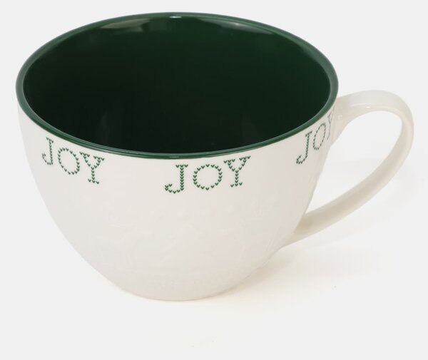 Sinsay - Keramický vianočný hrnček s nápisom „Joy“ - zelená