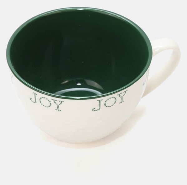 Sinsay - Keramický vianočný hrnček s nápisom „Joy“ - zelená