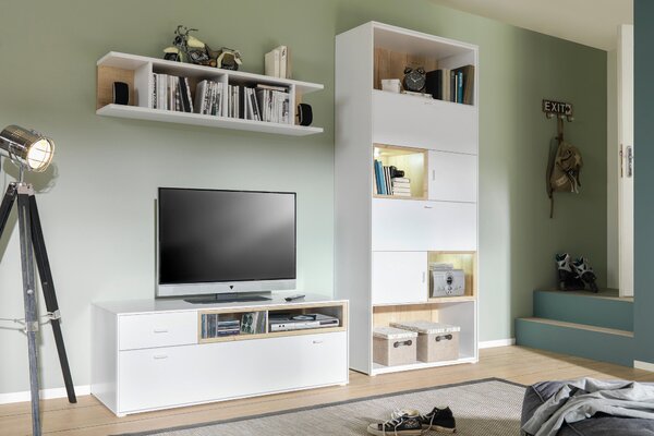 SKRINKA POD TV, biela, farba duba, 130/48/50 cm Hom`in - Detské izby