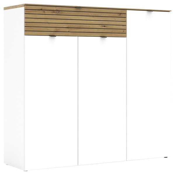 SKRINKA NA TOPÁNKY, biela, dub artisan, 136/125/41 cm Voleo - Online Only drobný nábytok, Online Only