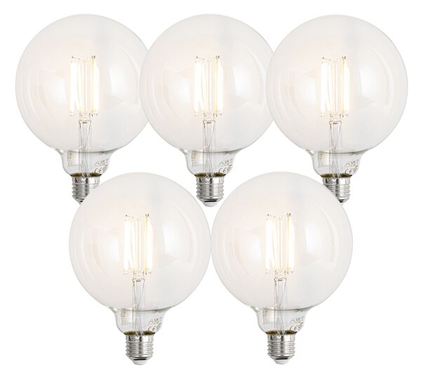 Sada 5 ks Inteligentné stmievateľné LED žiarovky E27 G125 číre 7W 806lm 2700-6500K