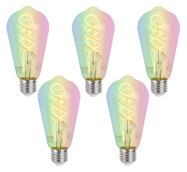 Sada 5 ks Inteligentné stmievateľné LED žiarovky E27 ST64 číre RGBW 4W 250lm 2700K