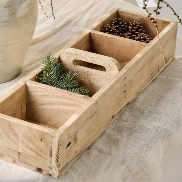 Drevený box s uchom Unique 60 cm – 4 priehradky