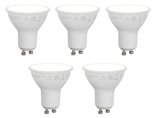 Sada 5 inteligentných stmievateľných LED žiaroviek GU10 50mm Opálová 7W 630 lm 4000K
