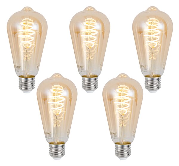 Sada 5 ks Inteligentné stmievateľné LED žiarovky E27 ST64 Jantárová 4,9 W 320 lm 2500 K