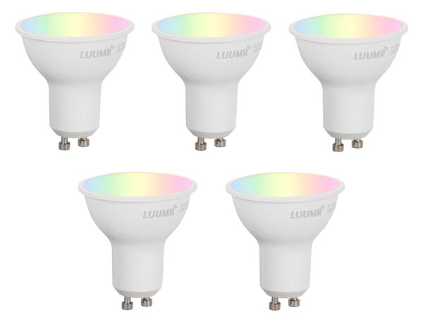 Sada 5 inteligentných stmievateľných LED žiaroviek GU10 50mm Opálové 4,7W 400 lm 2700-6500K