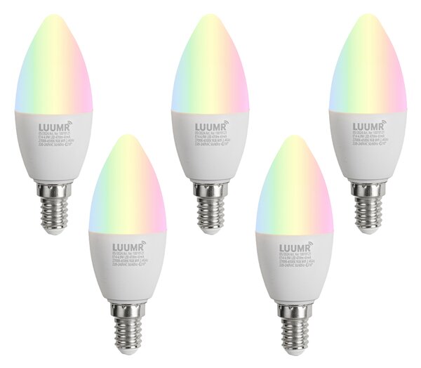Sada 5 inteligentných LED žiaroviek E14 C37 Opal RGBW 4.9W 470 lm 2700-6500K