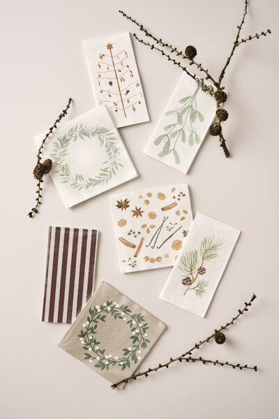 Papierové servítky Snowberry Wreath – 20 ks