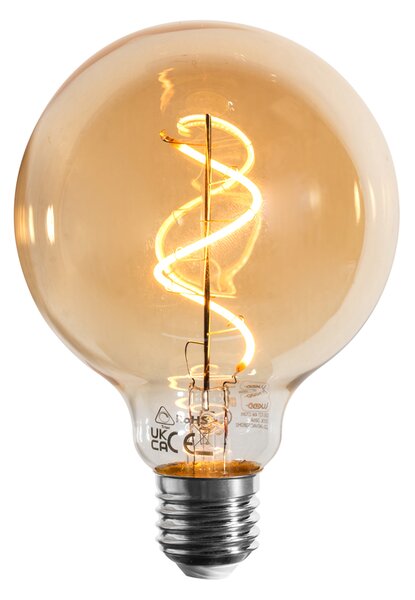 Sada 5 stmievateľných LED žiaroviek E27 so špirálovým vláknom G95 zlatá 4W 270 lm 2100K