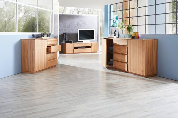 KOMODA, jadrový buk, farba buka, 120/89,2/41 cm Linea Natura - Komody