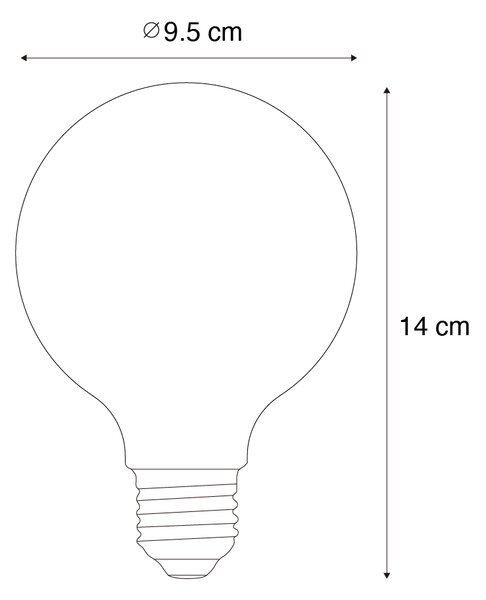 Sada 5 stmievateľných LED žiaroviek E27 so špirálovým vláknom G95 zlatá 4W 270 lm 2100K