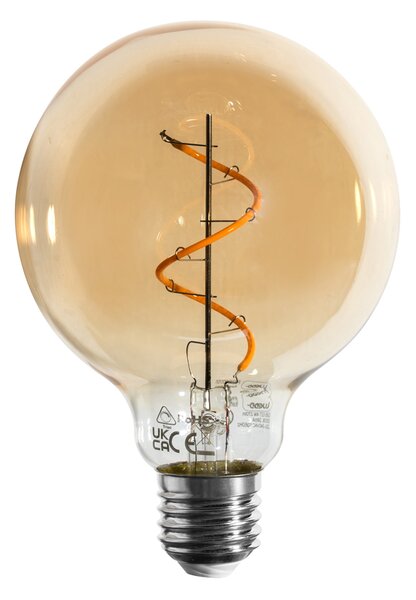 Sada 5 stmievateľných LED žiaroviek E27 so špirálovým vláknom G95 zlatá 4W 270 lm 2100K