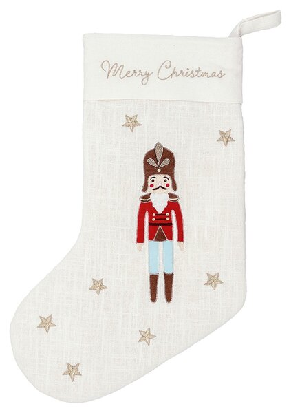 Vianočná pančucha Nutcracker White Embroidered