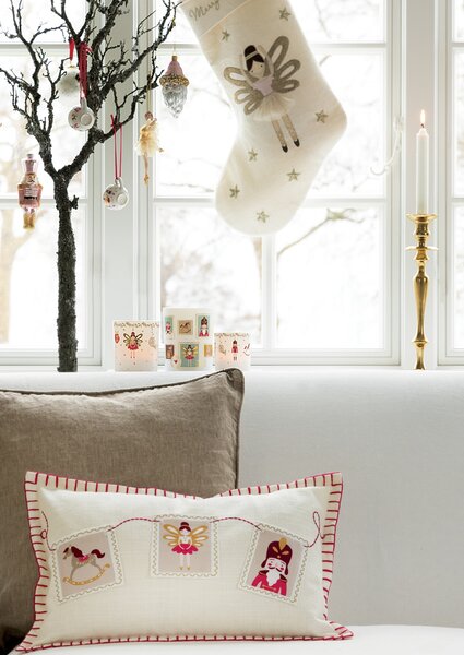 Vyšívaný poťah na vankúš Xmas Letter white 30 × 50 cm