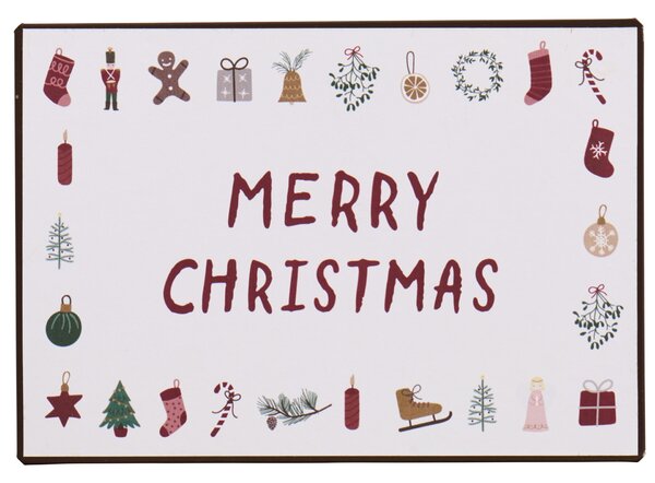 Dekoratívna plechová ceduľa Merry Christmas