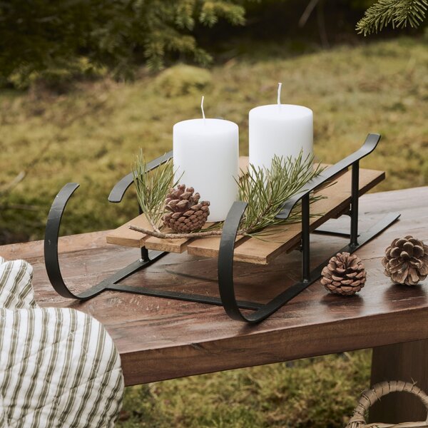 Dekoratívne sane Black Wooden Seat Small