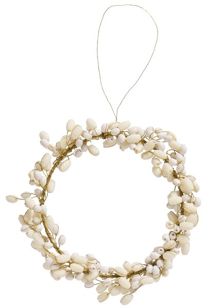 Dekoratívny korálkový venček White Beads Ø 8 cm