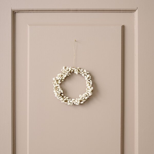 Dekoratívny korálkový venček White Beads Ø 8 cm