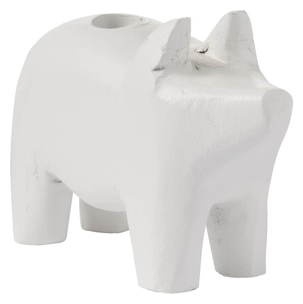 Drevený svietnik White Pig – menší