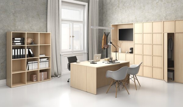 Regál FRAME, vysoký, 2 stĺpce, 2162 x 872 x 450 mm, breza