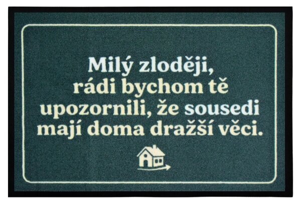Mercury Flooring, Rohožka Milý zlodej 40x60 cm - na von aj na doma, 40x60, zelená